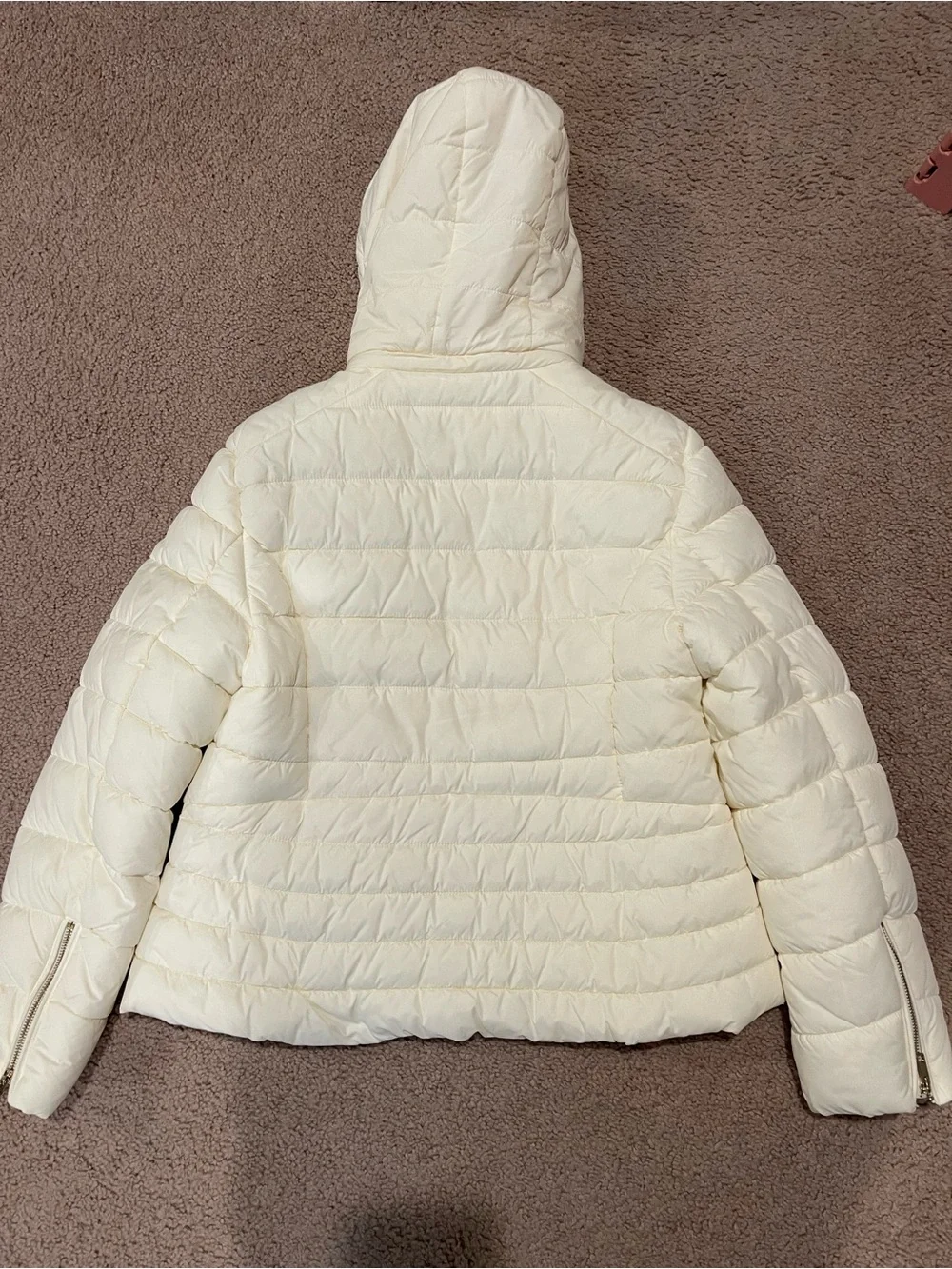 CC CULTURE COUTURE Hooded Fleece Cream Quilted Puffer Jacket